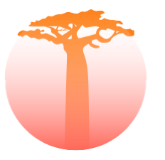 Logo représentant un baobab stylisé dans un cercle dégradé orange